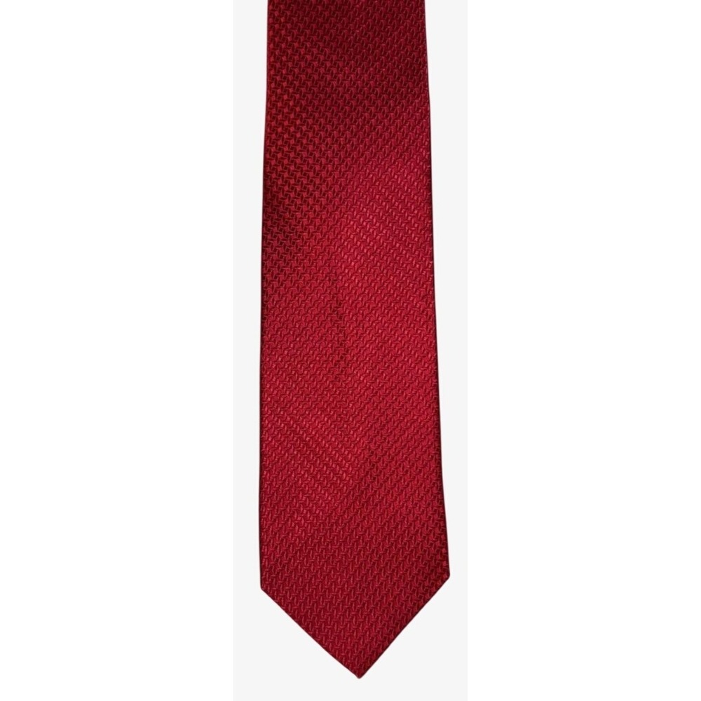 Stafford Mens Red Micro Weave Geometric Classic Silk Blend Necktie Formal Tie